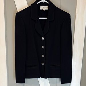 St. John Elegant Black Blazer with Embellished Buttons